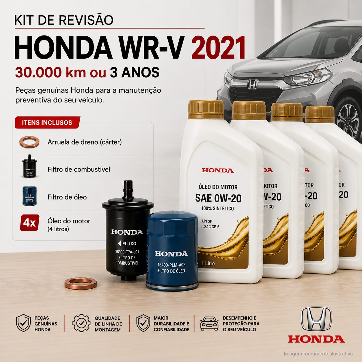 Kit de Revisão Honda WR-V 2021 – 30.000 km ou 3 Anos